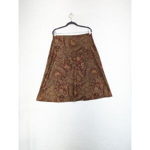 VINTAGE KARIN STEVENS WOMENS MIDI/SKIRT BROWN PAISLEY 32" WAIST BACK ZIP SIZE 10